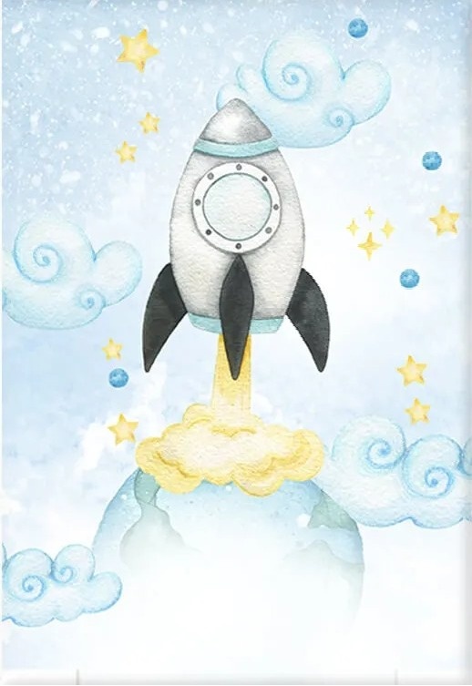 Astronauta Galaxia Aquarela Azul Claro Painel Retangular 220X150Cms - FOCUSEVENTOSJATAI