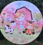 Fazendinha Xadrez Rosa Ysis Painel Redondo 150Cm - imagem 1