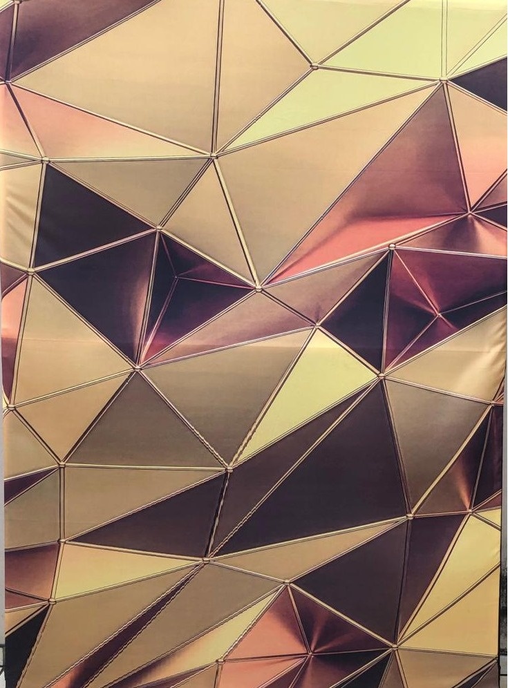 Geometrico Dourado Triangulos Painel Retangular 220X150 Preto Liso 15 - FOCUSEVENTOSJATAI