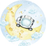Astronauta Galaxia Aquarela Azul Claro Painel Redondo 150Cms - imagem 1