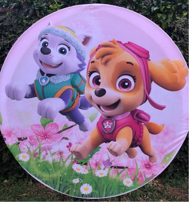 Patrulha Canina Skye E Evereste Floral Painel Redondo 150Cm - FOCUSEVENTOSJATAI