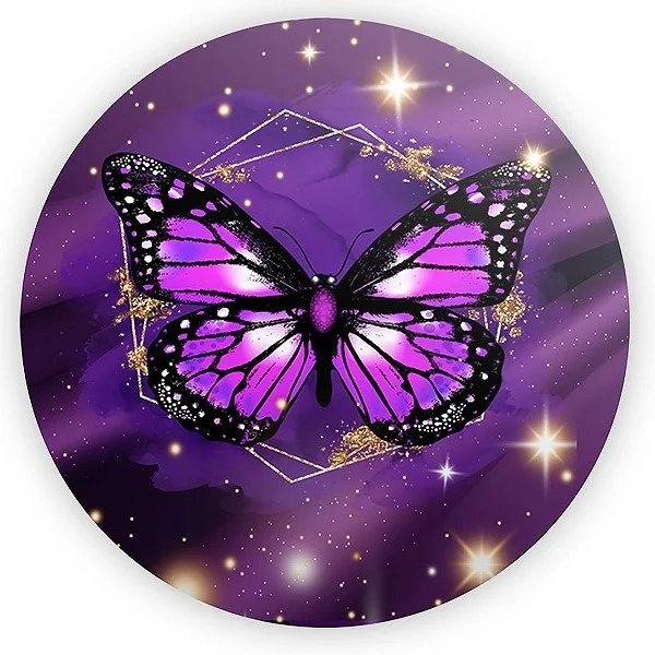 Borboleta Isis Glitter Roxo E Dourado Painel Redondo 150Cm - FOCUSEVENTOSJATAI