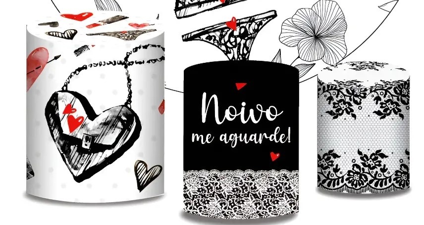 Chá de Lingerie Branco E Preto Cilindro Redondo Pmg - FOCUSEVENTOSJATAI