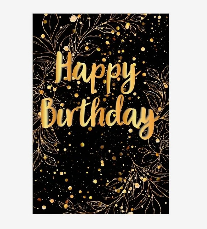 Happy Birthaday Dourado Floral Glitter Painel Retangular 220X150Cm - FOCUSEVENTOSJATAI