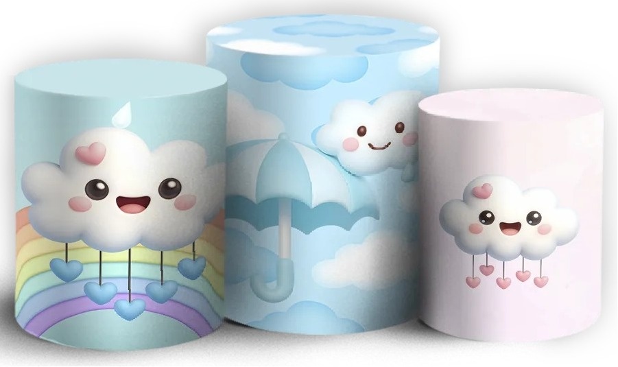 Chuva de Amor 3D Nuvem Coração Cilindro Redondo Pmg - FOCUSEVENTOSJATAI