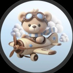 Ursinho Aviador 3D Pedrinho Painel Redondo 150Cm - imagem 1