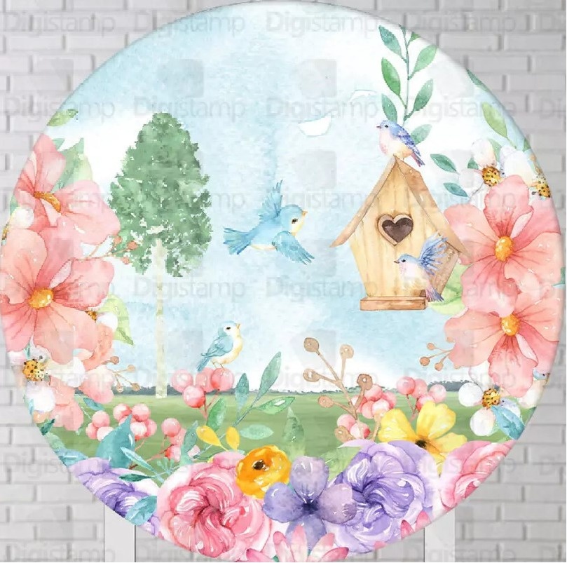 Jardim Casinha Cogumelo Rosa Painel Redondo 150Cm - FOCUSEVENTOSJATAI
