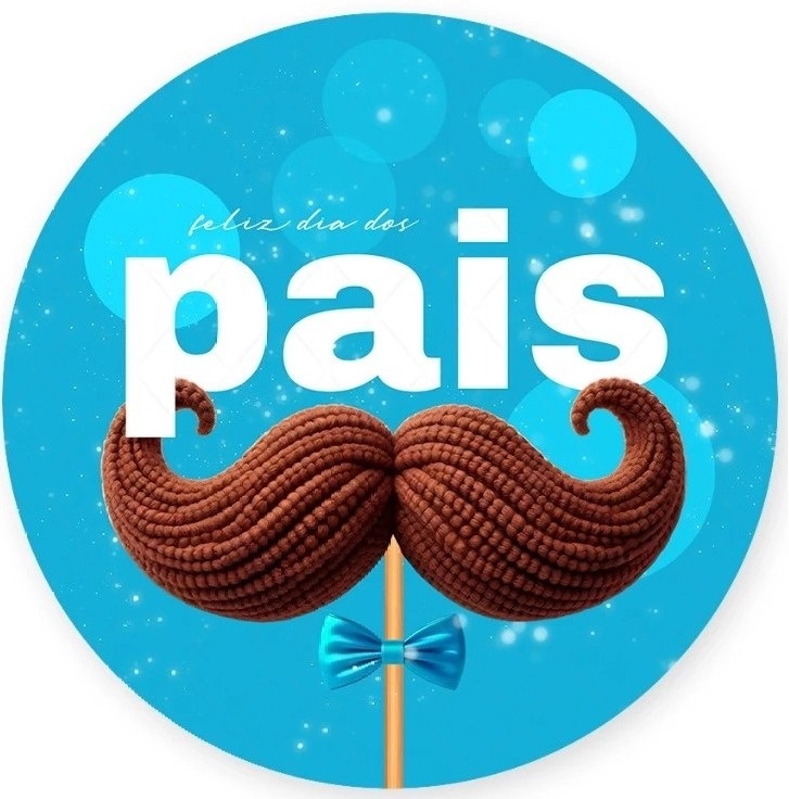 Papai 3D Bigode Marron Painel Redondo 150Cm - FOCUSEVENTOSJATAI