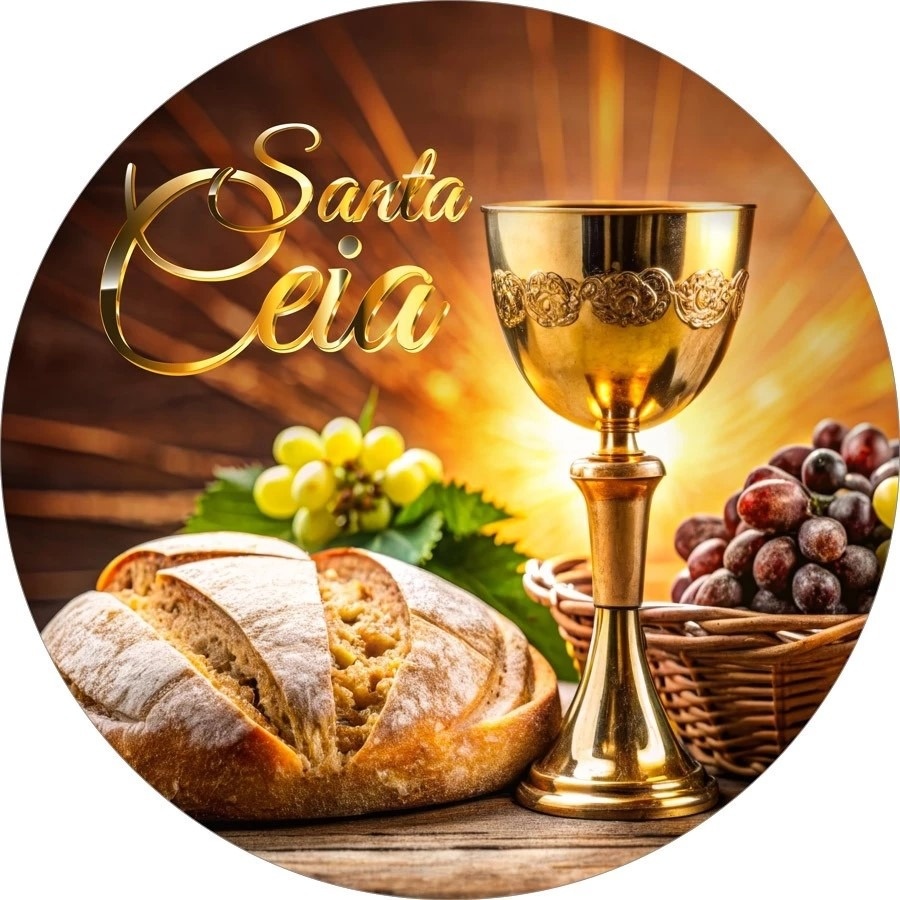 Religioso Santa Ceia Calice de Ouro Painel Redondo 150Cm - FOCUSEVENTOSJATAI