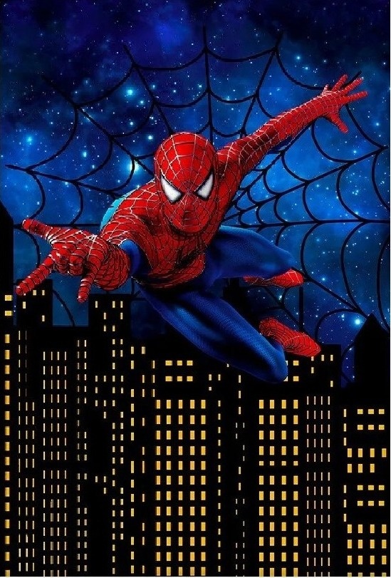 Homem Aranha Predios Painel Retangular 220X150Cm Fundo Preto - FOCUSEVENTOSJATAI
