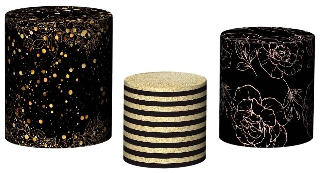 de Repente 30 Floral Listrado Dourado E Preto Cilindro Red Pmg - FOCUSEVENTOSJATAI