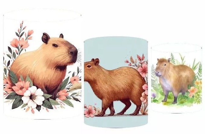 Capivara Aquarela Cilindro Redondo Pmg - FOCUSEVENTOSJATAI