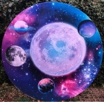 Galaxia Astronauta Planeta Cinza Painel Redondo  150Cm - imagem 1