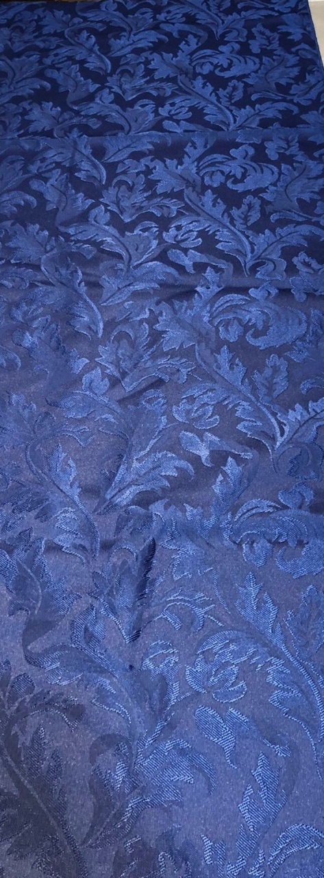 Caminho Azul Royal Folhas Adamascado 200X40Cm - FOCUSEVENTOSJATAI