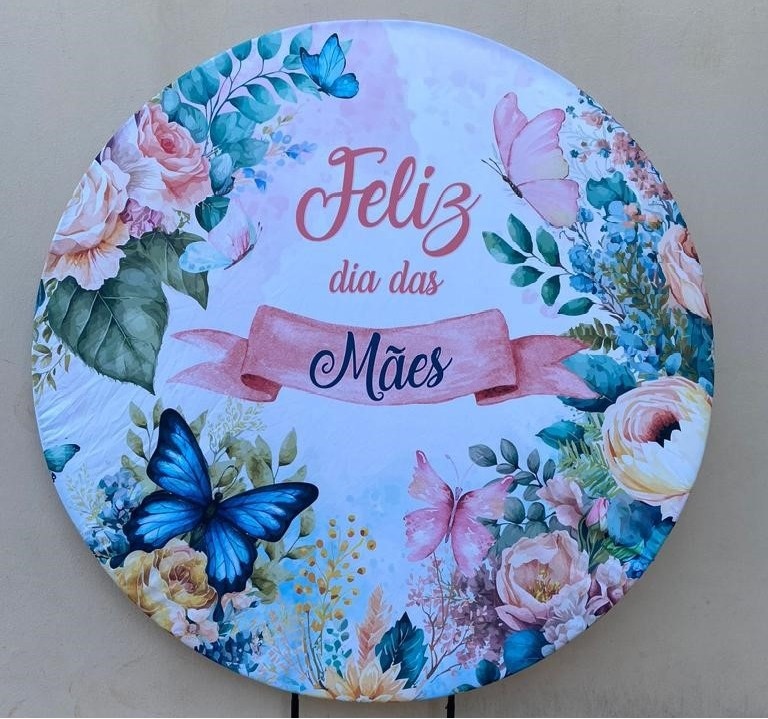 Mãe Floral Borboletas Painel Redondo 150Cm - FOCUSEVENTOSJATAI