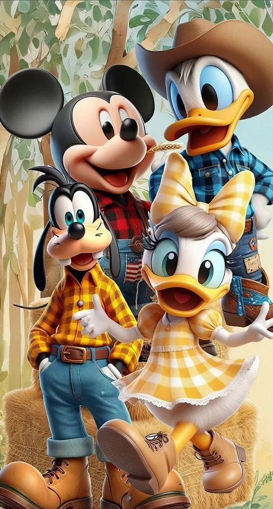 Mickey 3D Caipira Donald Pateta E Margarida Painel Retangular 220X150Cm - FOCUSEVENTOSJATAI
