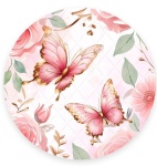 Borboleta Luxo Rosa E Dourado Painel Redondo 150Cm - imagem 1
