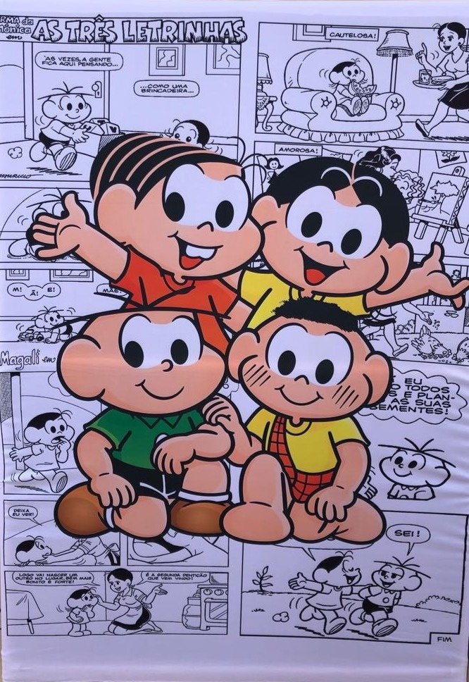 Turma da Monica Gibi Painel Retangular 220X150Cm - Fundo Preto - FOCUSEVENTOSJATAI