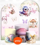 Jardim Passarinhos 3D Rosa E Lilas Painel Redondo 150Cm - imagem 2