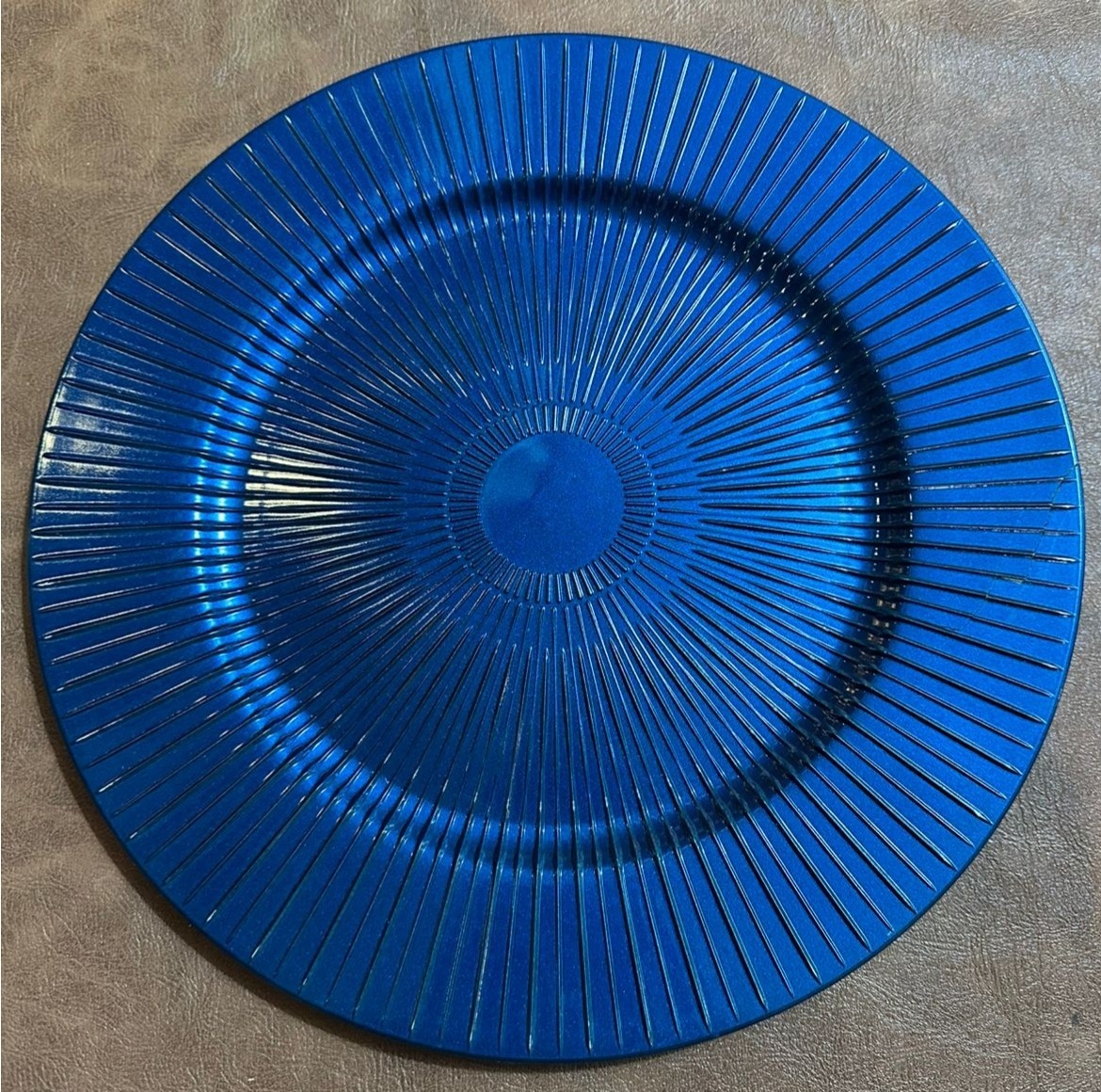 Sousplat Azul Royal Frizado Lunne Redondo 33Cm - FOCUSEVENTOSJATAI