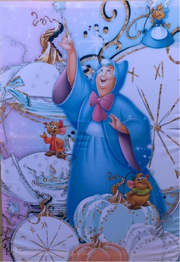 Cinderela Princesa Fada Madrinha Painel Retangular 220X150Cm - FOCUSEVENTOSJATAI