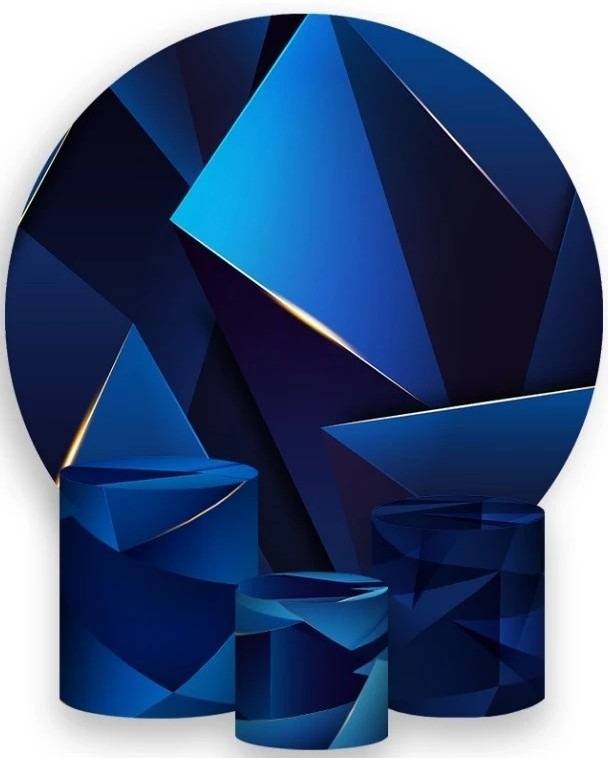 Geometrico Azul Royal E Marinho Painel Redondo 150Cm - FOCUSEVENTOSJATAI