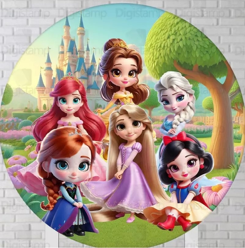 Princesa Disney 3D Cute 6 Princesas Painel Red150Cms - FOCUSEVENTOSJATAI