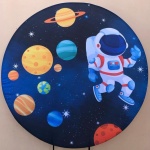 Astronauta Galaxia Azul Marinho Painel Redondo 150Cms - imagem 1