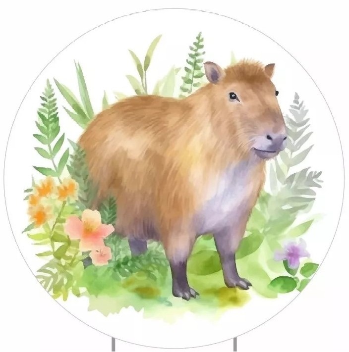 Capivara Aquarela Painel Redono 150Cm - FOCUSEVENTOSJATAI