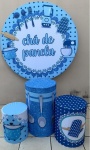 Chá de Panela Azul Bolinhas Cilindro Redondo Pmg - imagem 2