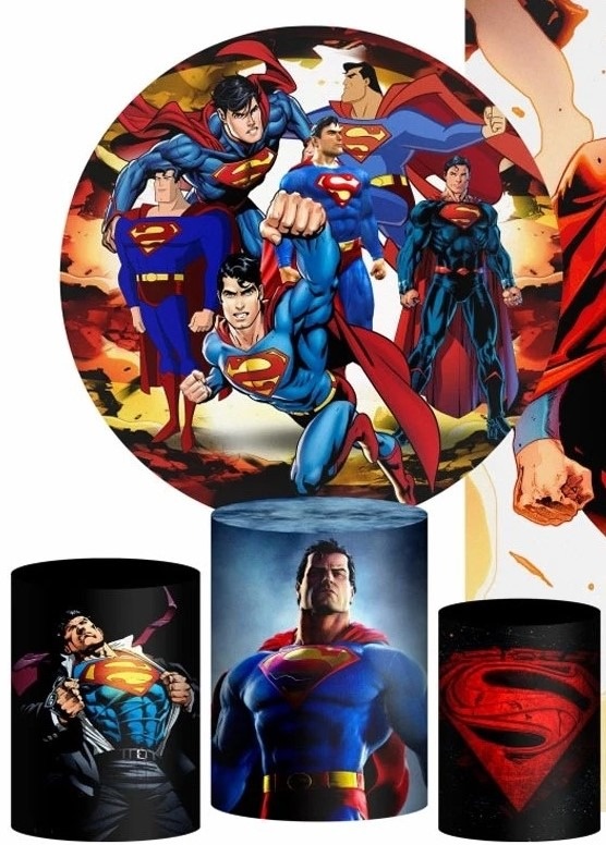 Super Man Retro Painel Redondo 150Cm - FOCUSEVENTOSJATAI