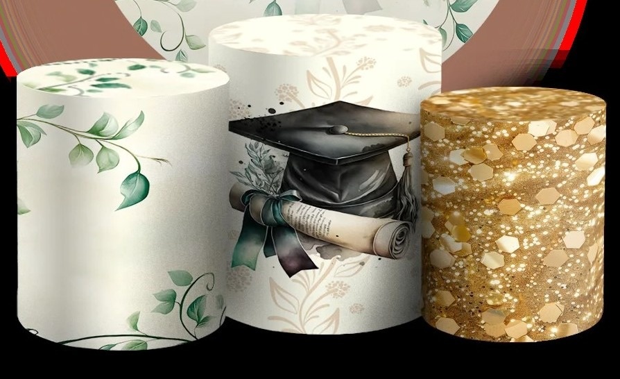 Formatura Formei Verde Dourado Painel Cilindro Redondo Pmg - FOCUSEVENTOSJATAI