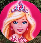 Barbie Coroa  Prata E Rosa Pink Painel Redondo 150Cms - imagem 1