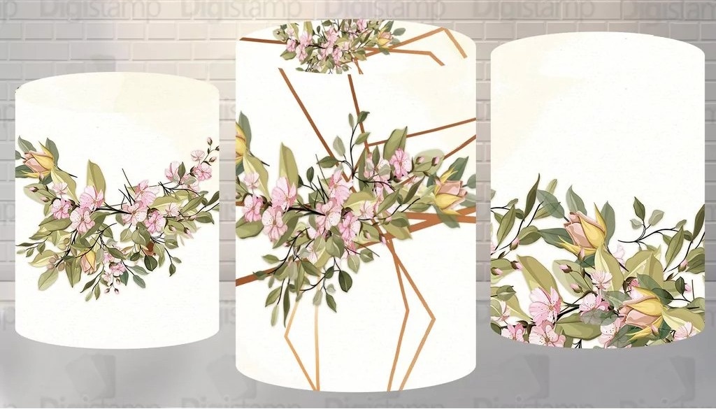 Floral Mini Botao Rosa Painel Redondo 150Cm 1/2 - FOCUSEVENTOSJATAI