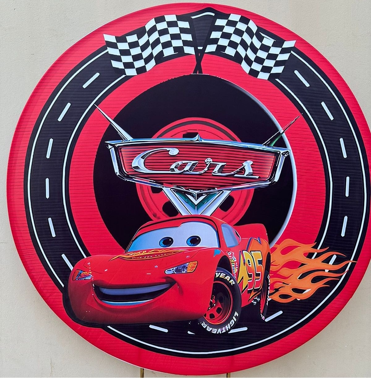 Carros Disney Pista Mc Queem Painel Redondo 150Cm - FOCUSEVENTOSJATAI