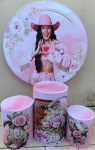 Boiadeira Ana Castela Floral Rosa Painel Redondo 150Cm - imagem 2