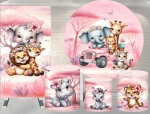 Safari 3D Jeep Rosa Painel Redondo 150Cm - imagem 2
