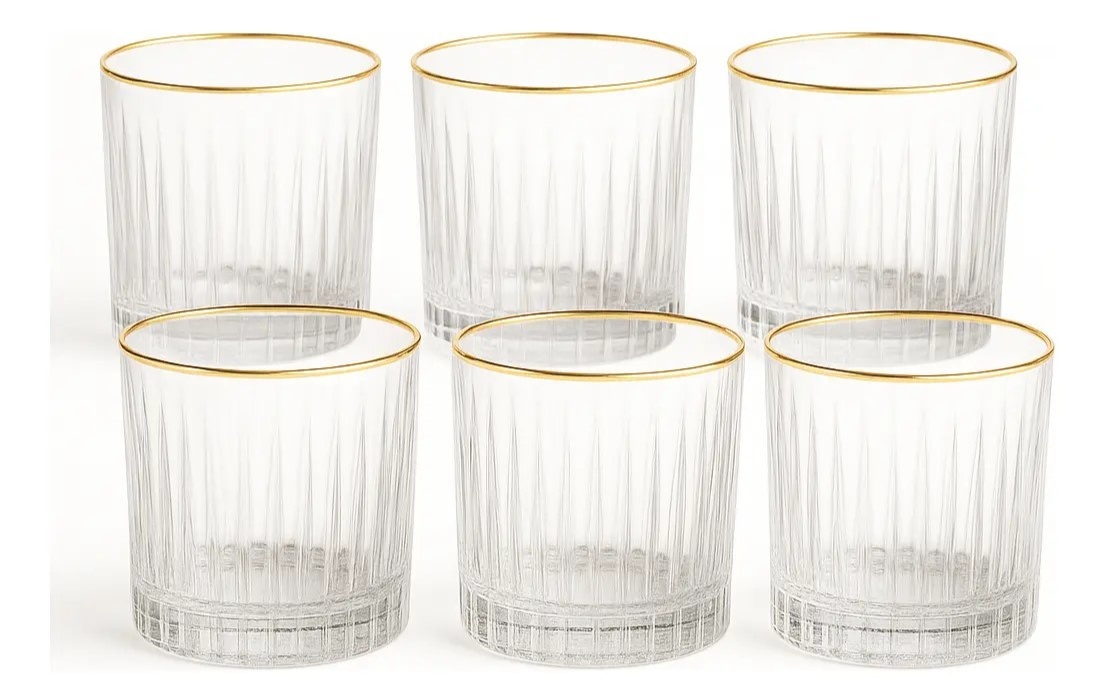 Copo Whisky Cristal Egeu Borda Dourado 330Ml - FOCUSEVENTOSJATAI