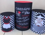 Chá de Panela Preto Laço Vermelho Cilindro Redondo Pmg - imagem 1