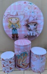 Boiadeira Loirinha E Vaquinha Rosa Cilindro Redondo Pmg - imagem 2