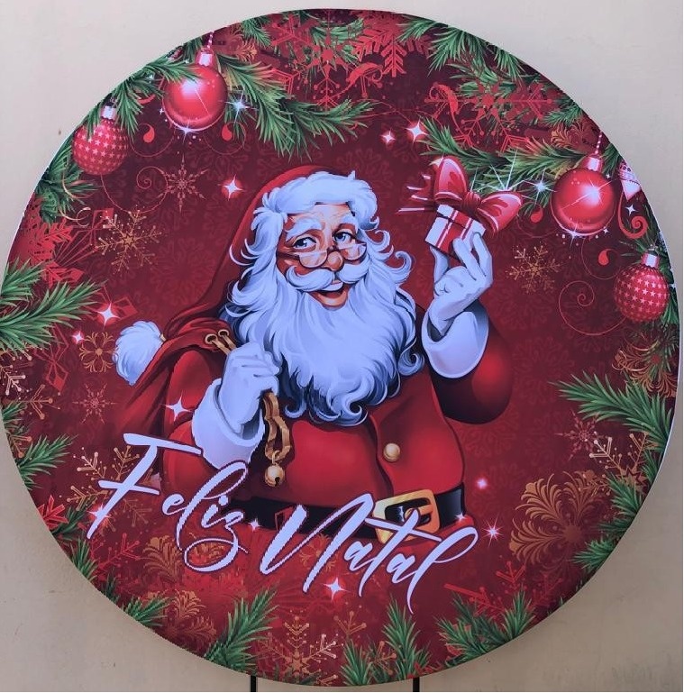 Natal Papai Noel Feliz Natal Painel Redondo 150Cm - FOCUSEVENTOSJATAI
