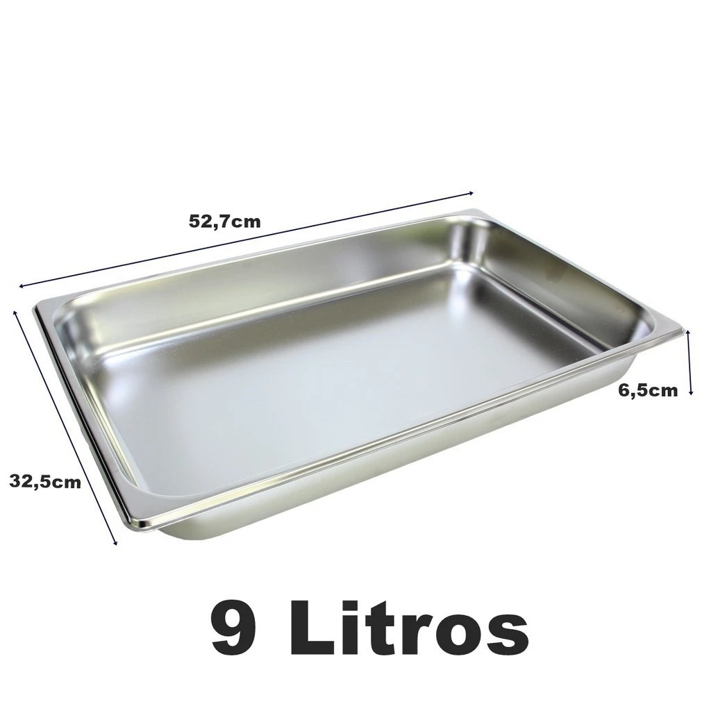 Cuba Rechaud Inox Retangular Grande Rasa 9L 1/1 52,7X32,5X6,5Cms - FOCUSEVENTOSJATAI