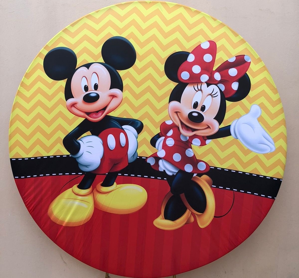 Mickey E Minie Vermelho E Amarelo Painel Redondo 150Cm - FOCUSEVENTOSJATAI