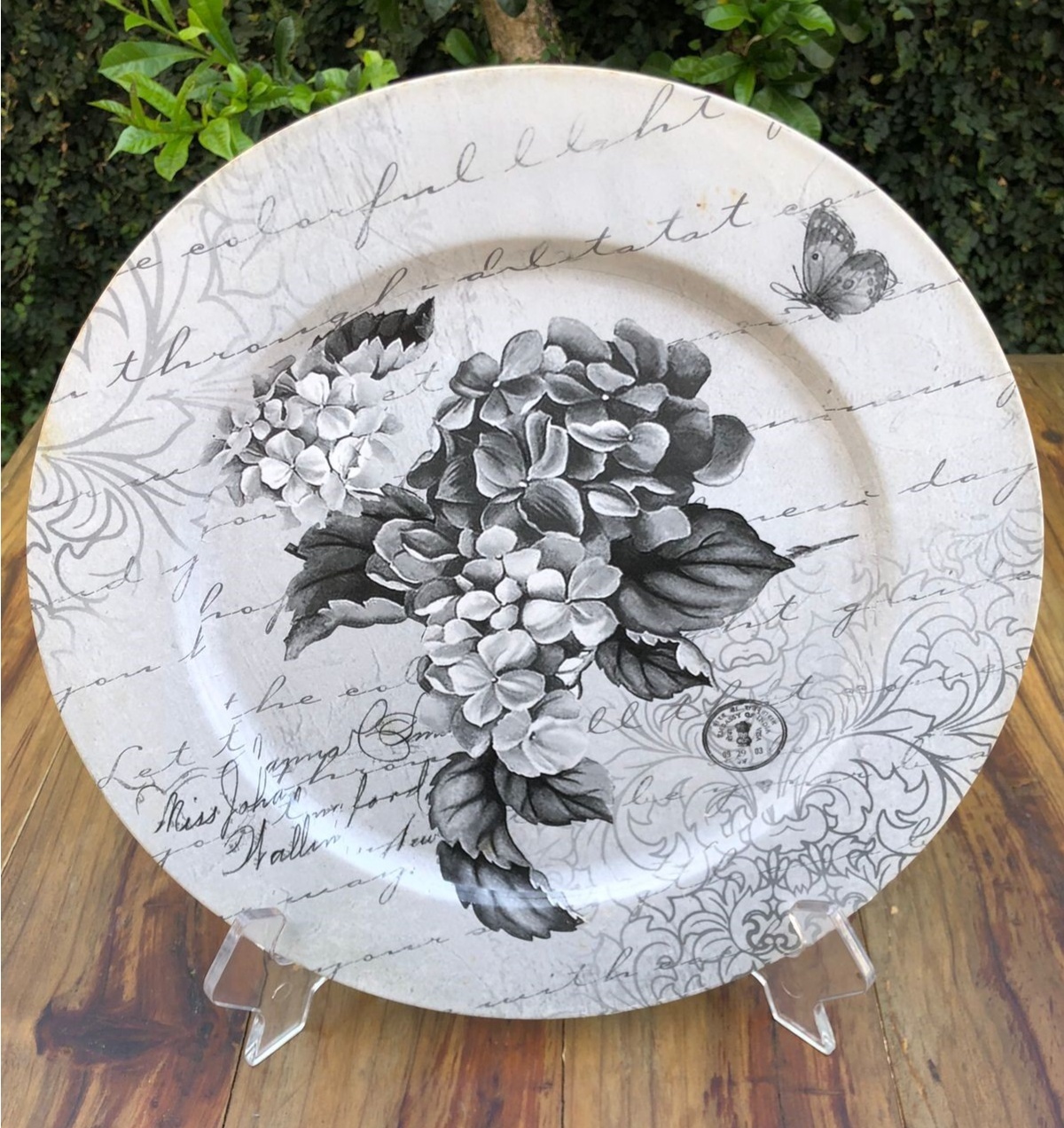 Sousplat Floral Cinza Latão Redondo 33Cm - FOCUSEVENTOSJATAI