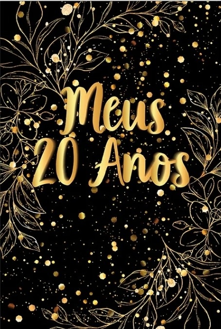 20 Anos Floral Dourado Glitter - Painel Retangular 220X150Cms - FOCUSEVENTOSJATAI