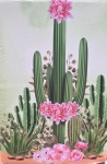 Cactus Floral Rosa Painel Ret220X150Cms - imagem 1