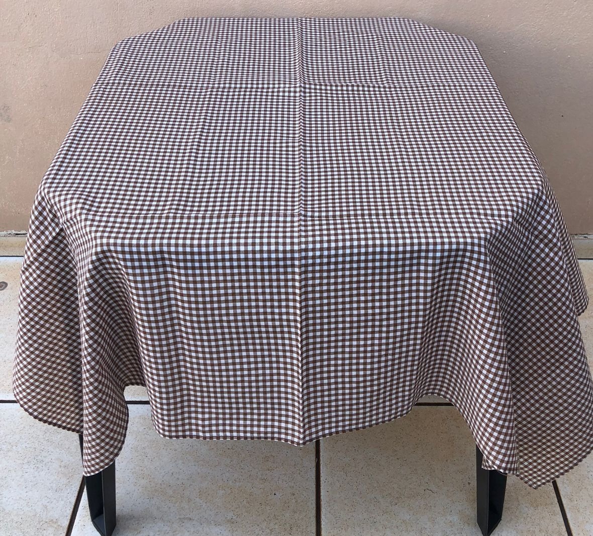 Forro Quadrado Xadrez Marron Poliester 140X140Cm - FOCUSEVENTOSJATAI