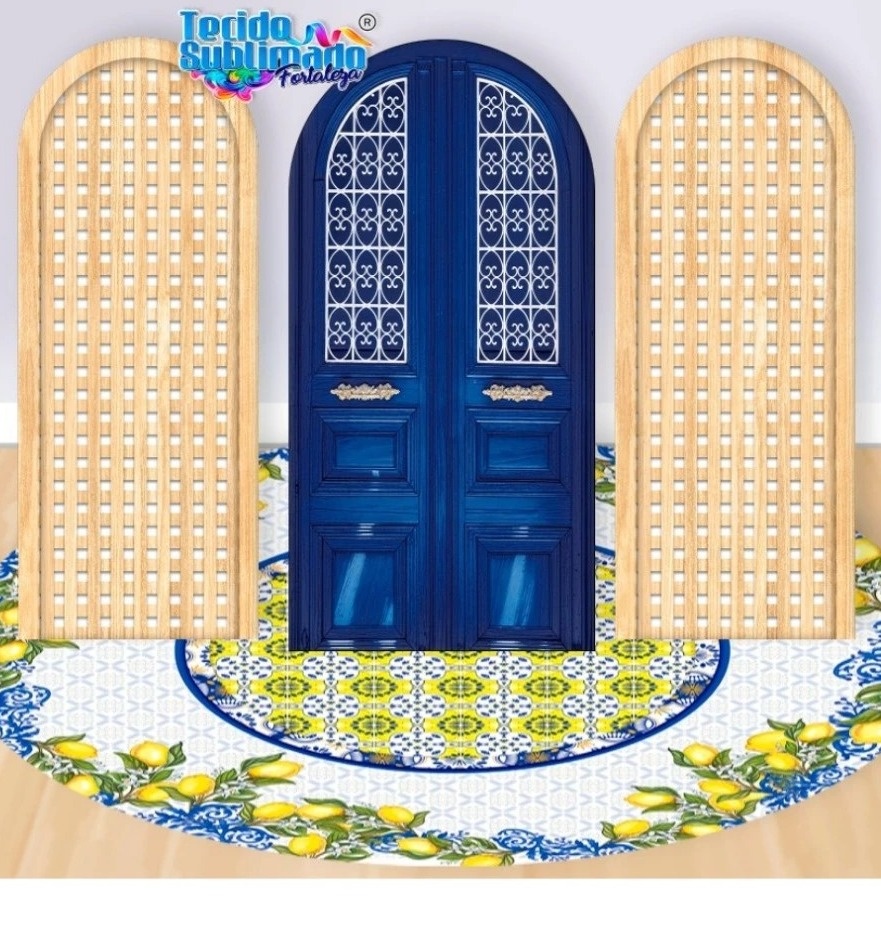 Porta Grega Azul Painel Romano 200X100Cm - Fundo Azul Marinho - FOCUSEVENTOSJATAI