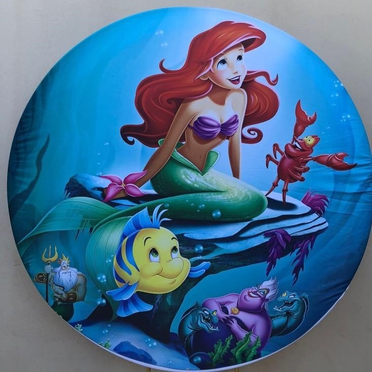 Pequena Sereia Ariel Flounder E Sebastian Painel Redondo 150Cm - FOCUSEVENTOSJATAI