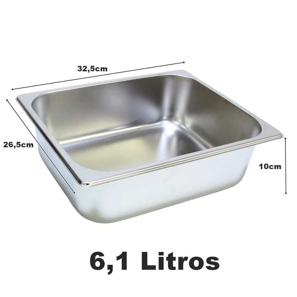Cuba Rechaud Inox Retangular Média Funda 6,1L 1/2 32,5X26,5X10Cm - FOCUSEVENTOSJATAI